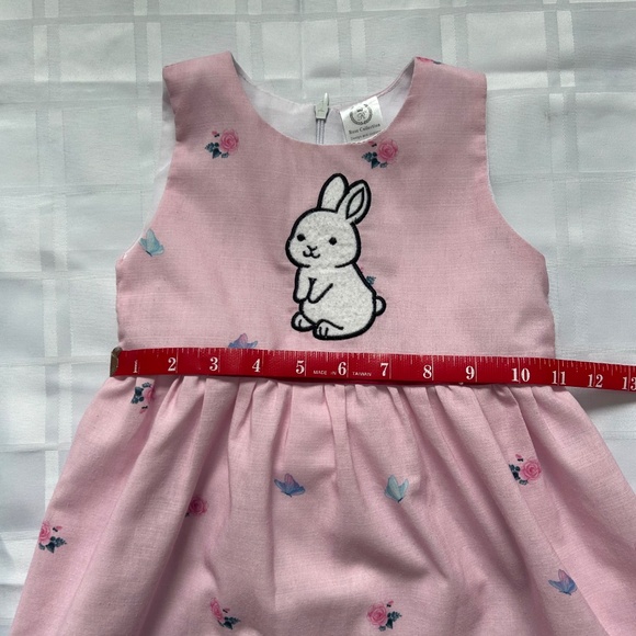 Rose Lightweight Pink Fit and Flare Butterfly Print Dress with Bunny Decal - Picture 6 of 12